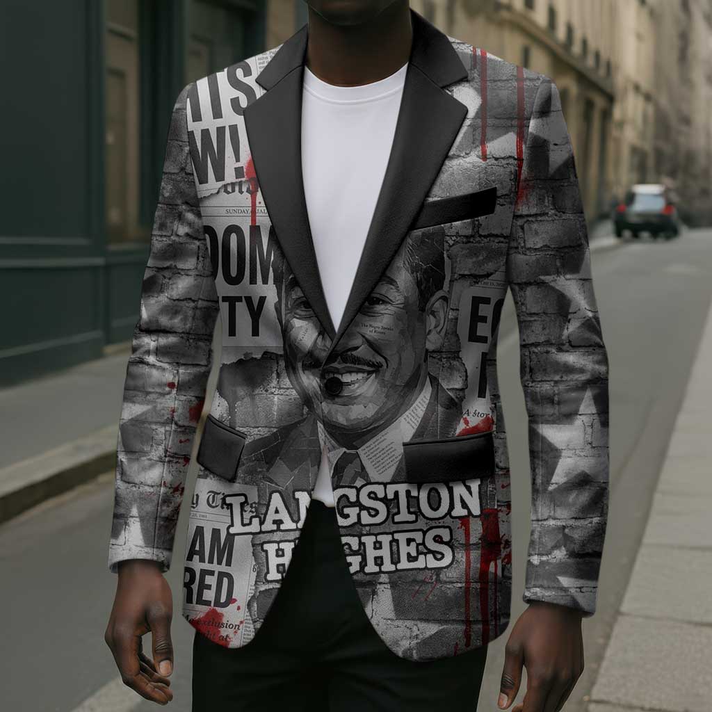 Langston Hughes Blazer Urban Brick Wall Design with Protest Art and Poetry Powerful Quotes - African Pride