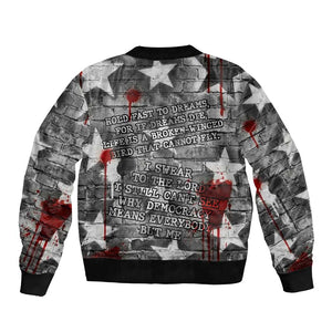 Langston Hughes Bomber Jacket Urban Brick Wall Design with Protest Art and Poetry Powerful Quotes - African Pride