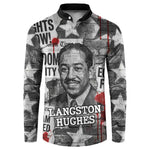 Langston Hughes Button Sweatshirt Urban Brick Wall Design with Protest Art and Poetry Powerful Quotes