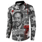 Langston Hughes Button Sweatshirt Urban Brick Wall Design with Protest Art and Poetry Powerful Quotes