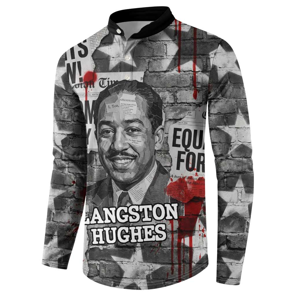 Langston Hughes Button Sweatshirt Urban Brick Wall Design with Protest Art and Poetry Powerful Quotes