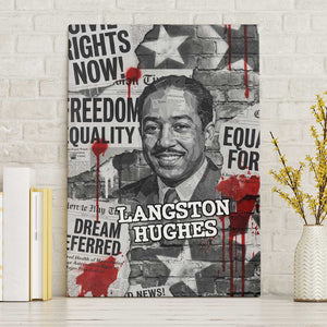 Langston Hughes Canvas Wall Art Urban Brick Wall Design with Protest Art and Poetry Powerful Quotes - African Pride