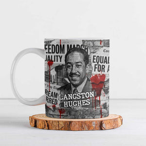 Langston Hughes Ceramic Mug Urban Brick Wall Design with Protest Art and Poetry Powerful Quotes - African Pride