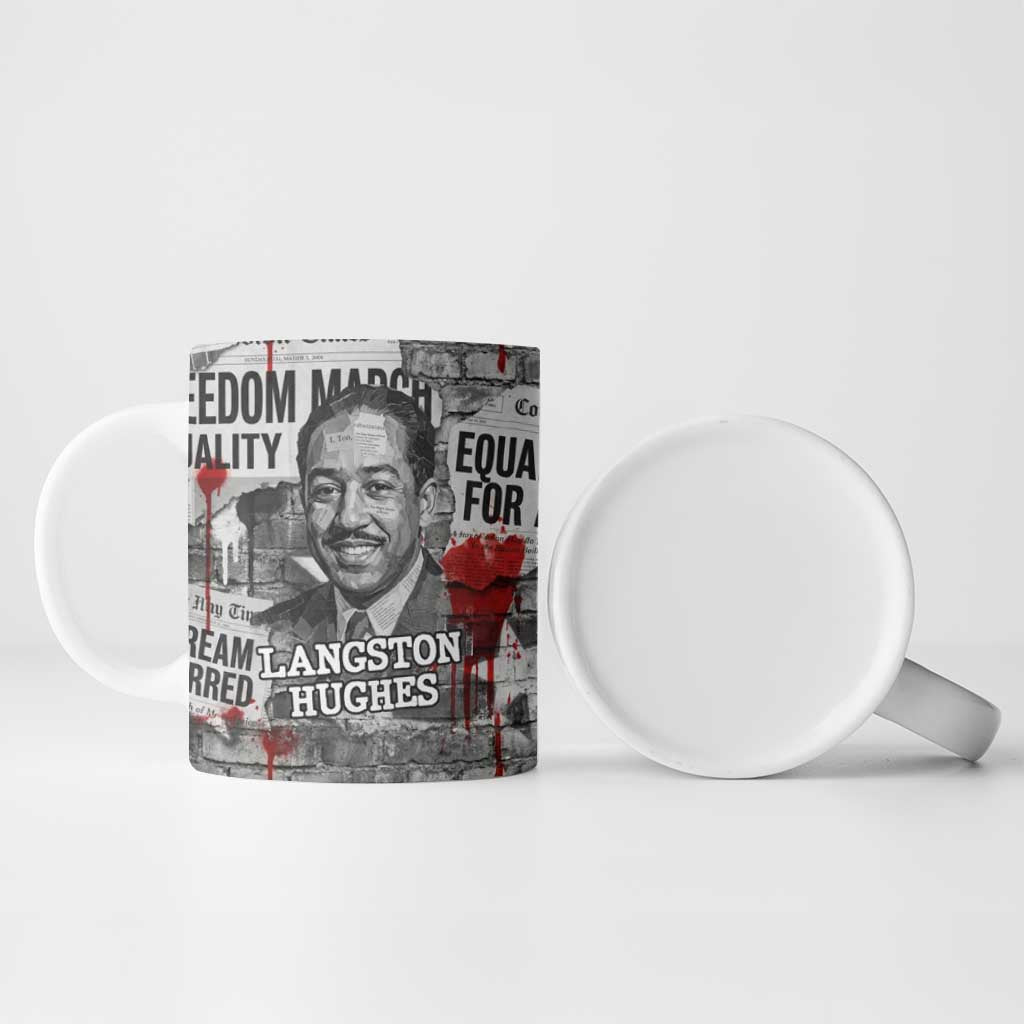 Langston Hughes Ceramic Mug Urban Brick Wall Design with Protest Art and Poetry Powerful Quotes - African Pride