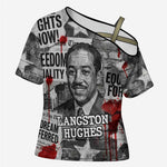 Langston Hughes Cross Shoulder Shirt Urban Brick Wall Design with Protest Art and Poetry Powerful Quotes - African Pride