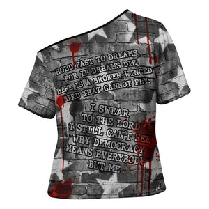 Langston Hughes Cross Shoulder Shirt Urban Brick Wall Design with Protest Art and Poetry Powerful Quotes - African Pride