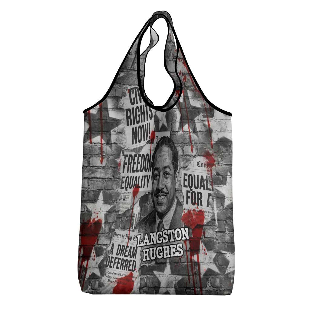 Langston Hughes Grocery Bag Urban Brick Wall Design with Protest Art and Poetry Powerful Quotes - African Pride