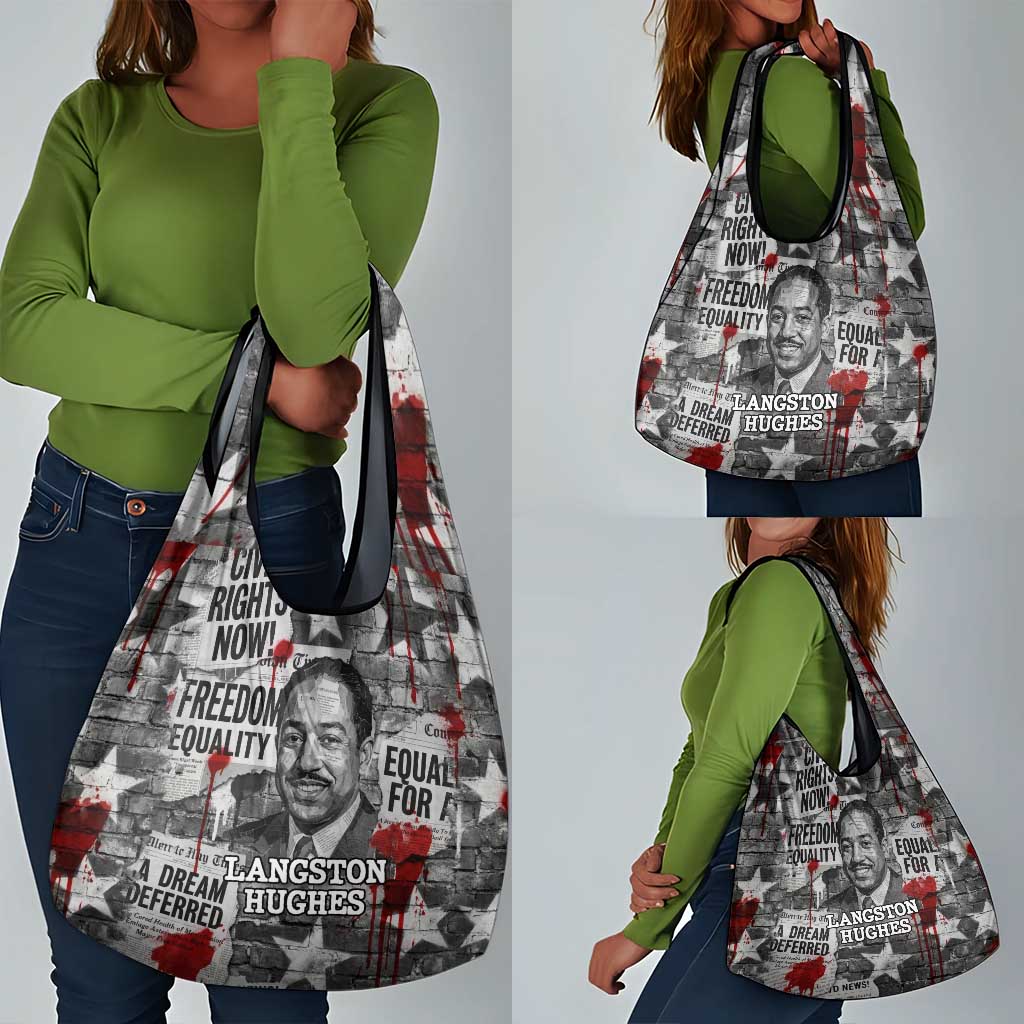 Langston Hughes Grocery Bag Urban Brick Wall Design with Protest Art and Poetry Powerful Quotes - African Pride