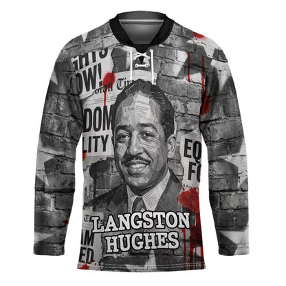 Langston Hughes Hockey Jersey Urban Brick Wall Design with Protest Art and Poetry Powerful Quotes - African Pride