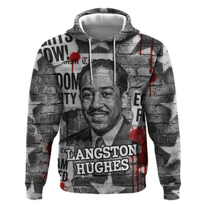 Langston Hughes Hoodie Urban Brick Wall Design with Protest Art and Poetry Powerful Quotes - African Pride