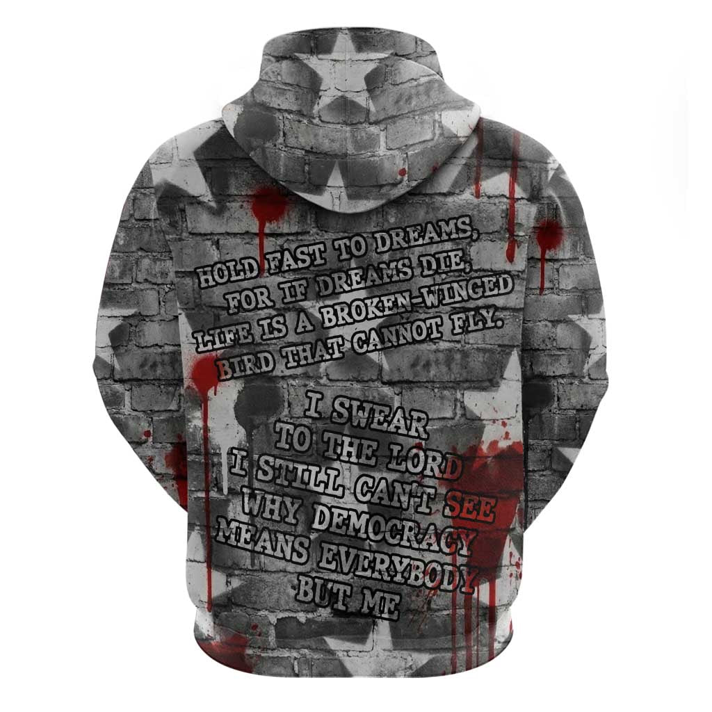 Langston Hughes Hoodie Urban Brick Wall Design with Protest Art and Poetry Powerful Quotes - African Pride