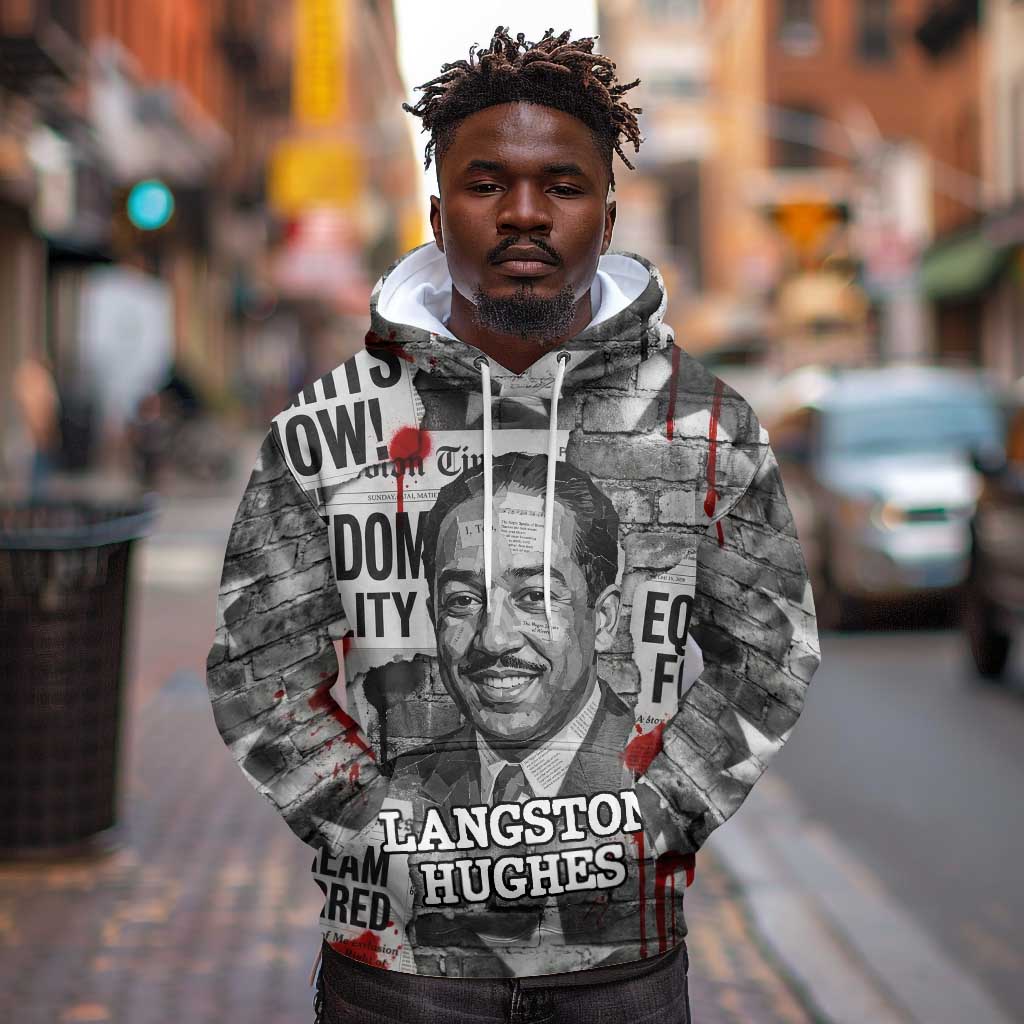 Langston Hughes Hoodie Urban Brick Wall Design with Protest Art and Poetry Powerful Quotes - African Pride