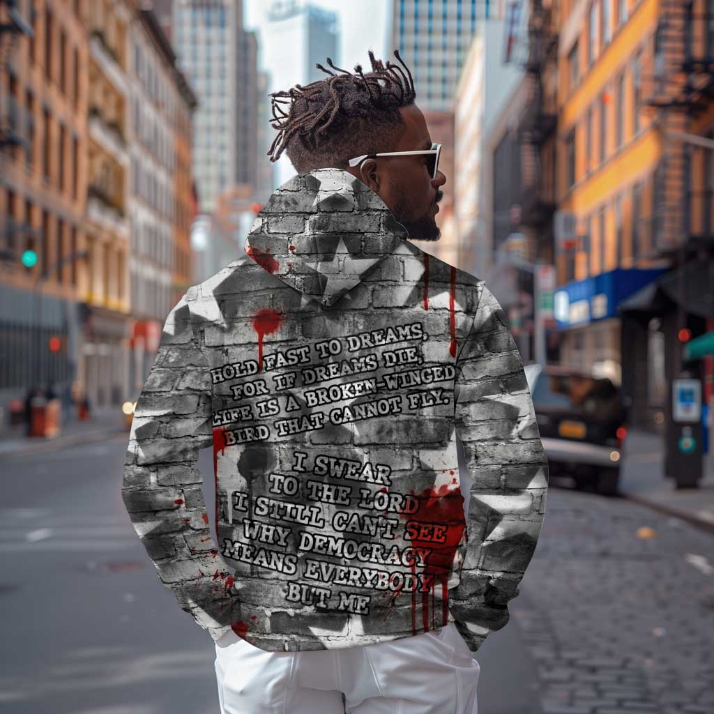 Langston Hughes Hoodie Urban Brick Wall Design with Protest Art and Poetry Powerful Quotes - African Pride