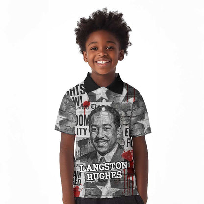 Langston Hughes Kid Polo Shirt Urban Brick Wall Design with Protest Art and Poetry Powerful Quotes - African Pride