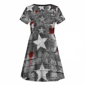 Langston Hughes Kid Short Sleeve Dress Urban Brick Wall Design with Protest Art and Poetry Powerful Quotes - African Pride