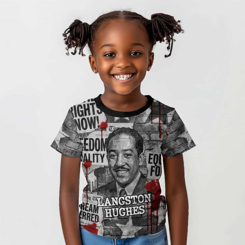 Langston Hughes Kid T shirt Urban Brick Wall Design with Protest Art and Poetry Powerful Quotes - African Pride