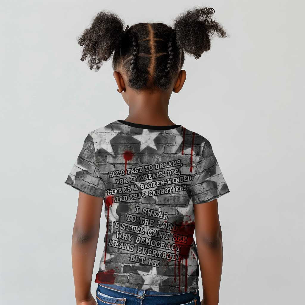 Langston Hughes Kid T shirt Urban Brick Wall Design with Protest Art and Poetry Powerful Quotes - African Pride