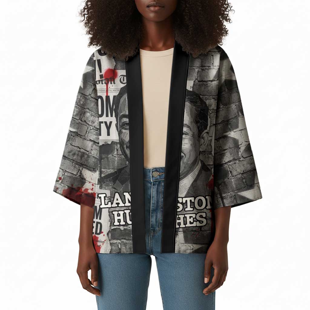 Langston Hughes Kimono Urban Brick Wall Design with Protest Art and Poetry Powerful Quotes - African Pride