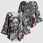 Langston Hughes Kimono Sleeve Blouse Urban Brick Wall Design with Protest Art and Poetry Powerful Quotes - African Pride