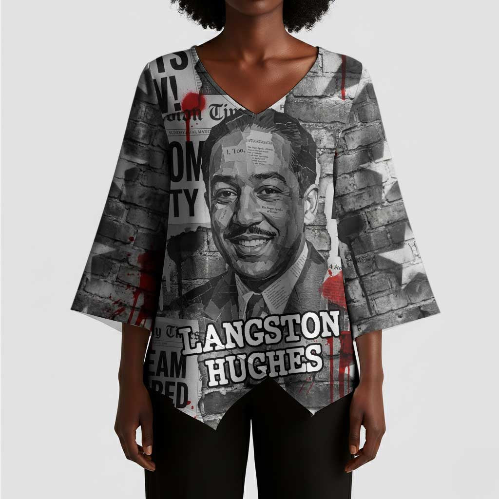 Langston Hughes Kimono Sleeve Blouse Urban Brick Wall Design with Protest Art and Poetry Powerful Quotes - African Pride
