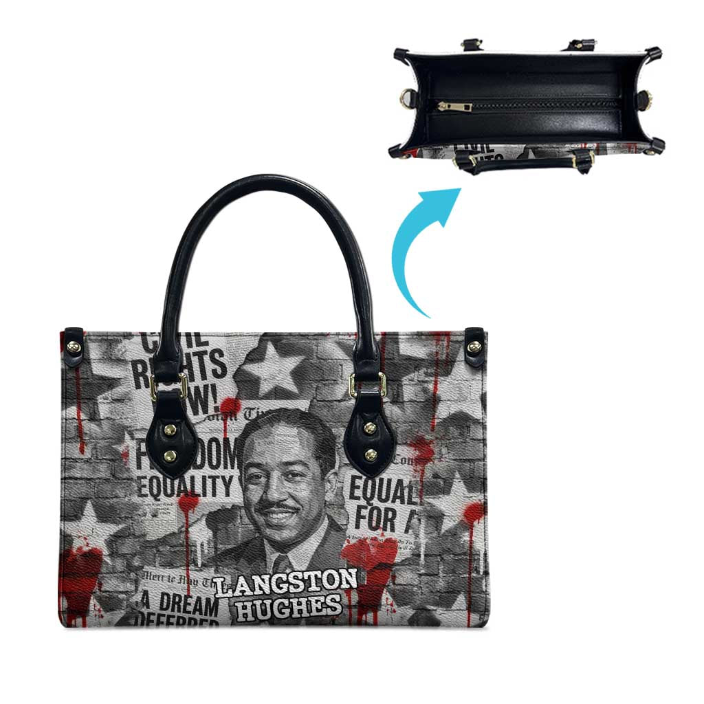 Langston Hughes Leather Bag Urban Brick Wall Design with Protest Art and Poetry Powerful Quotes - African Pride