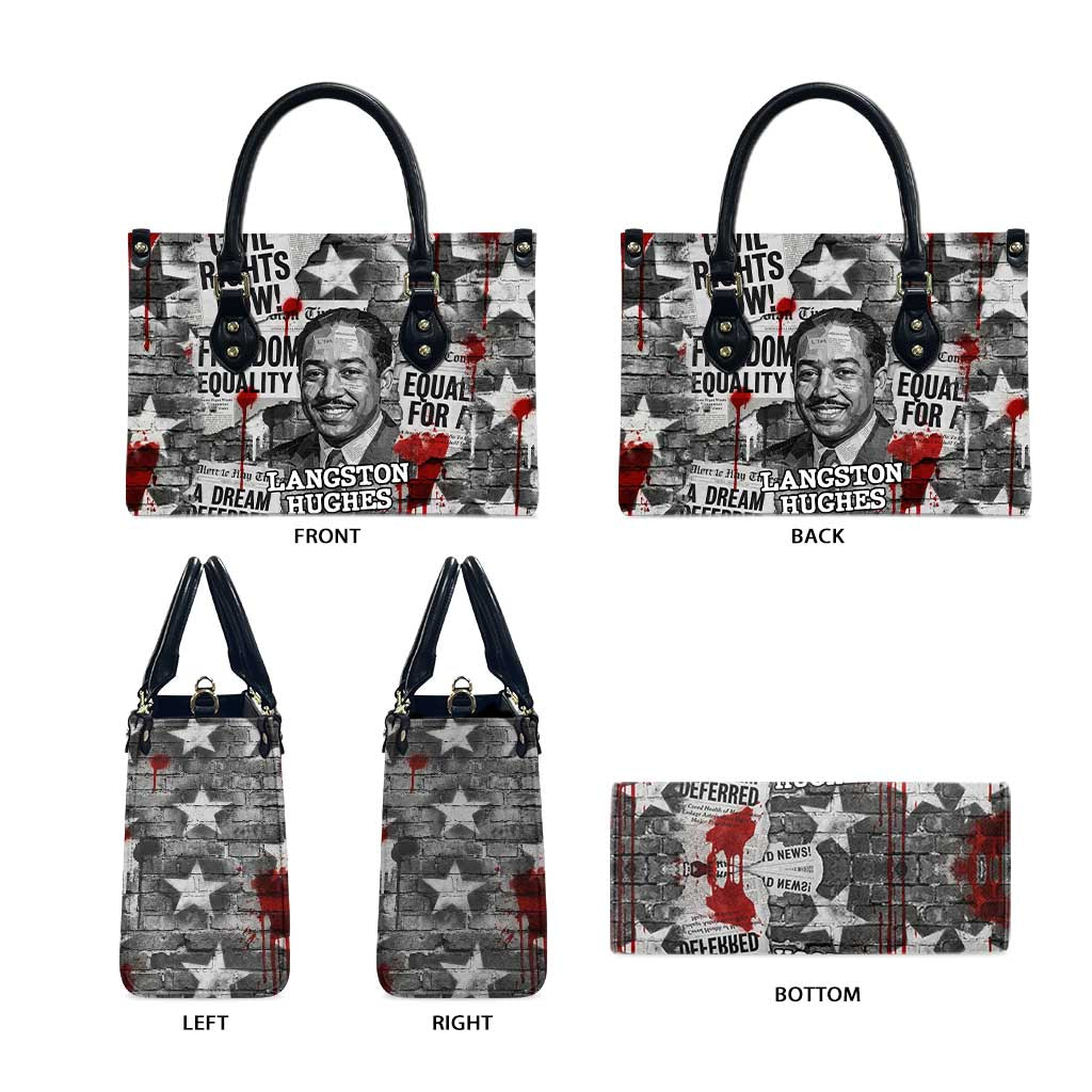 Langston Hughes Leather Bag Urban Brick Wall Design with Protest Art and Poetry Powerful Quotes - African Pride