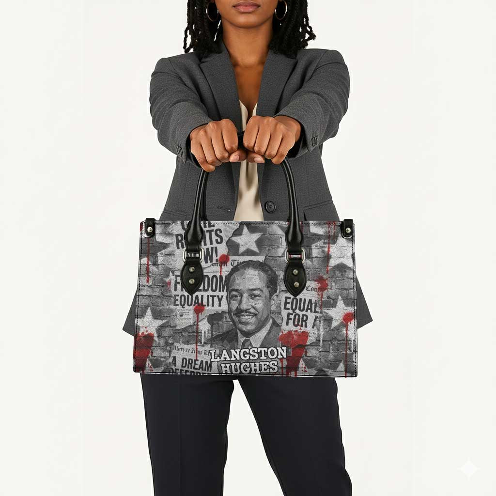 Langston Hughes Leather Bag Urban Brick Wall Design with Protest Art and Poetry Powerful Quotes - African Pride