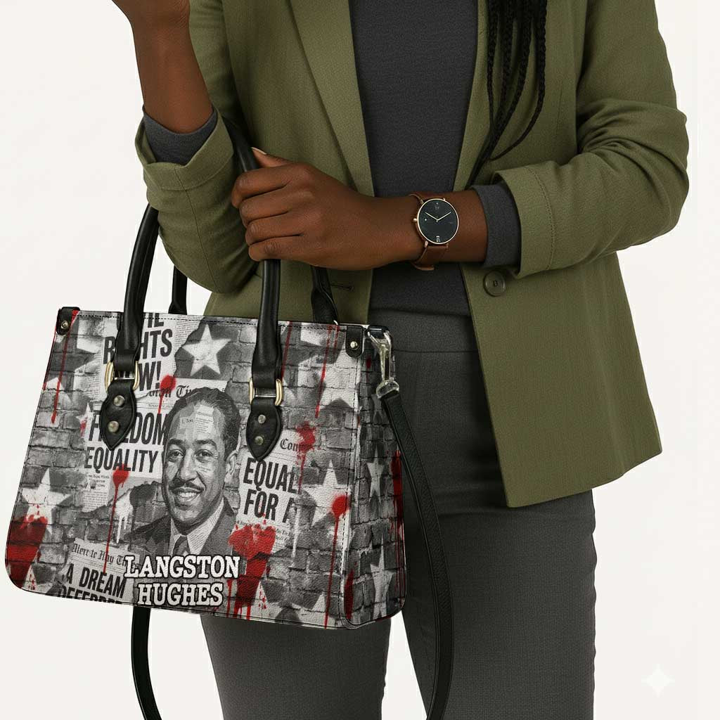 Langston Hughes Leather Bag Urban Brick Wall Design with Protest Art and Poetry Powerful Quotes - African Pride