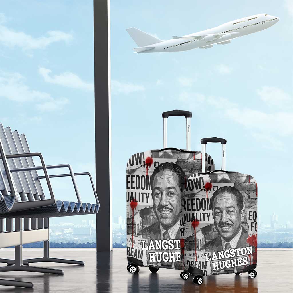 Langston Hughes Luggage Cover Urban Brick Wall Design with Protest Art and Poetry Powerful Quotes - African Pride