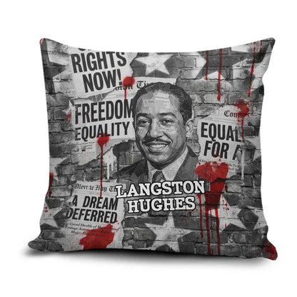 Langston Hughes Pillow Cover Urban Brick Wall Design with Protest Art and Poetry Powerful Quotes - African Pride