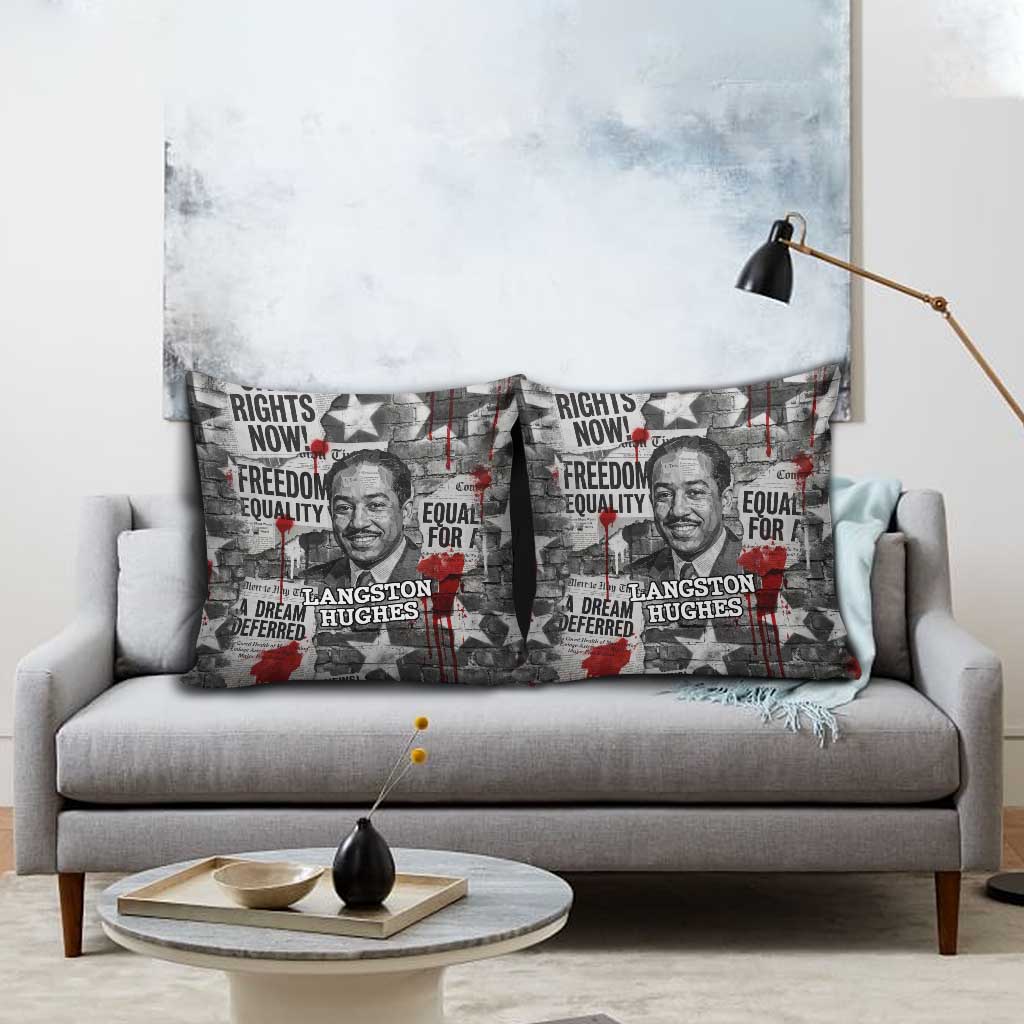 Langston Hughes Pillow Cover Urban Brick Wall Design with Protest Art and Poetry Powerful Quotes - African Pride