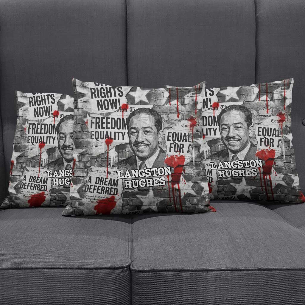 Langston Hughes Pillow Cover Urban Brick Wall Design with Protest Art and Poetry Powerful Quotes - African Pride
