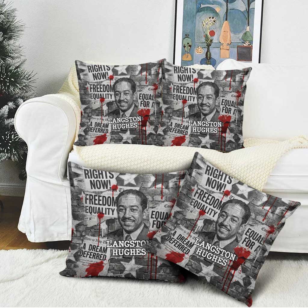 Langston Hughes Pillow Cover Urban Brick Wall Design with Protest Art and Poetry Powerful Quotes - African Pride
