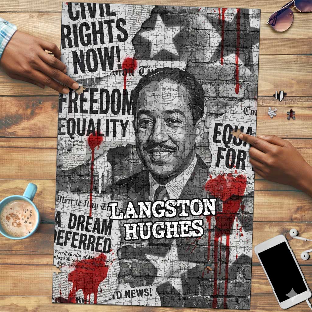 Langston Hughes Puzzle Urban Brick Wall Design with Protest Art and Poetry Powerful Quotes - African Pride
