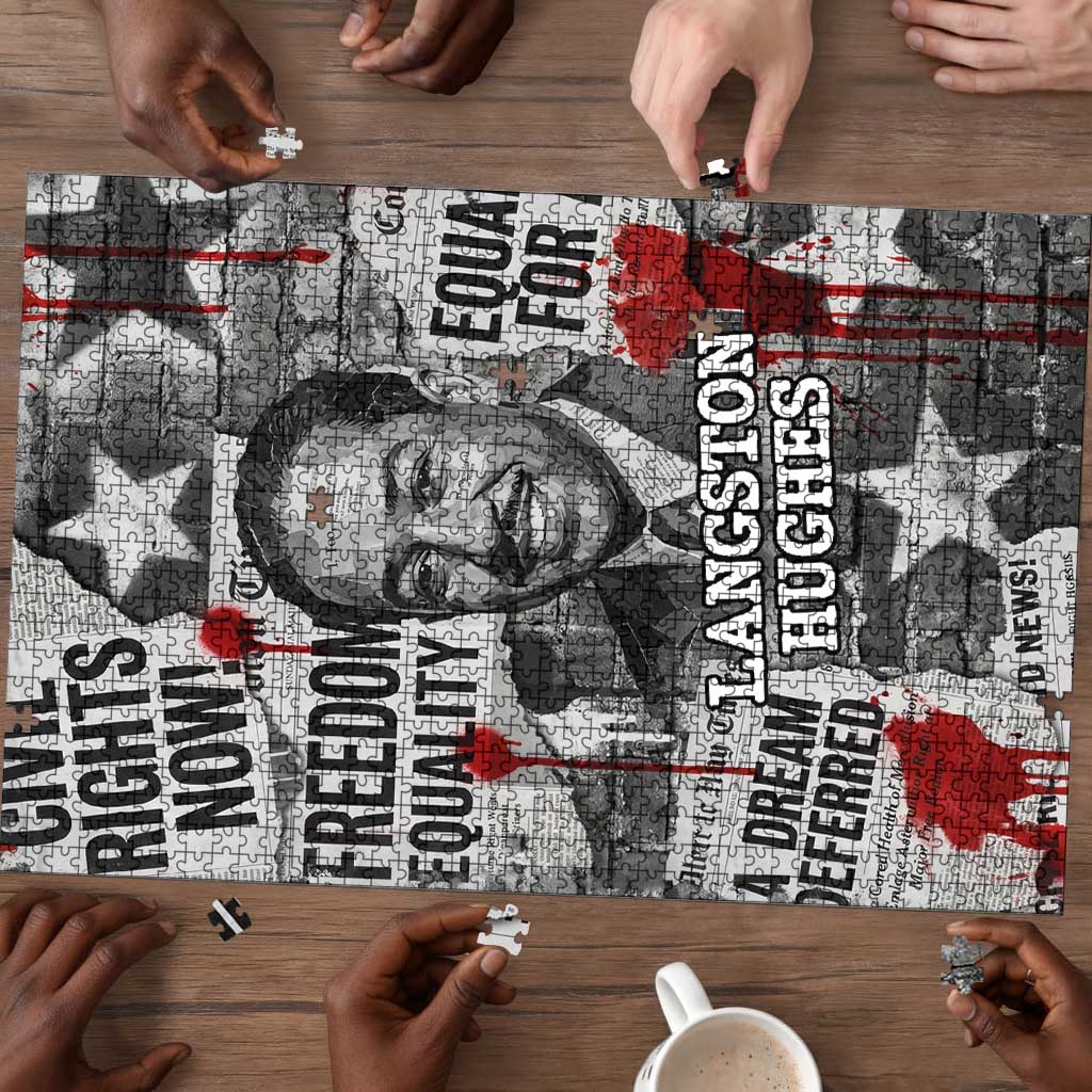 Langston Hughes Puzzle Urban Brick Wall Design with Protest Art and Poetry Powerful Quotes - African Pride