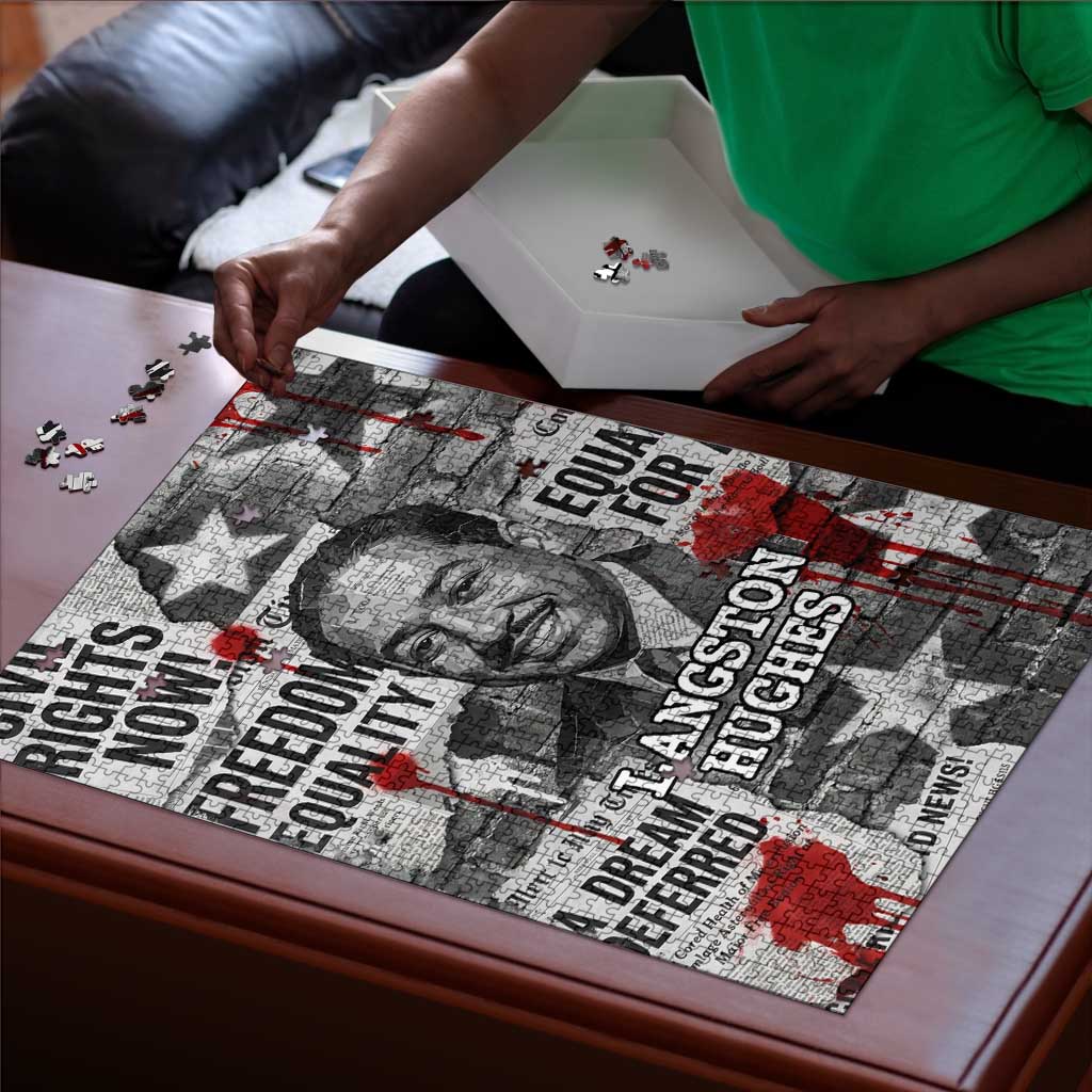 Langston Hughes Puzzle Urban Brick Wall Design with Protest Art and Poetry Powerful Quotes - African Pride
