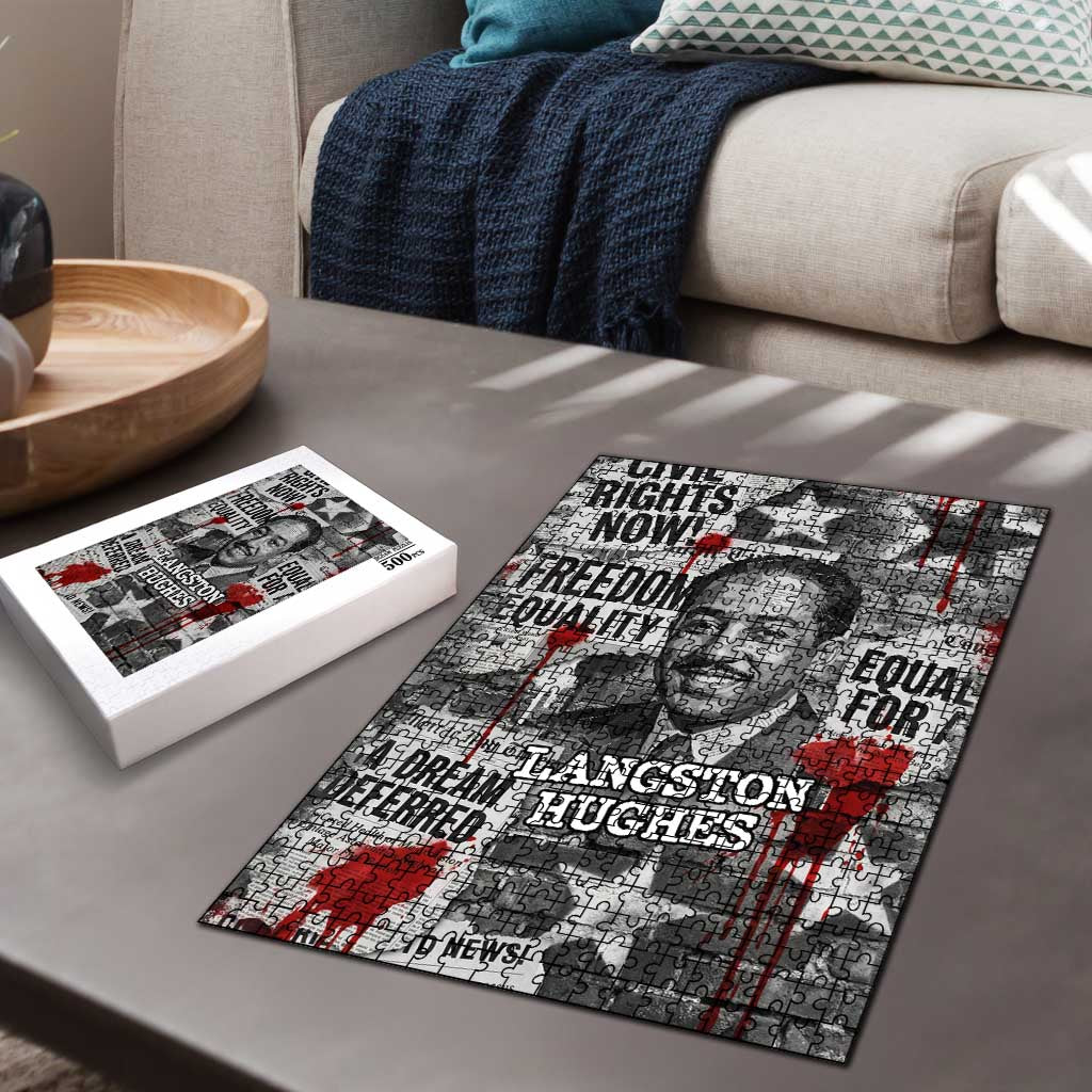 Langston Hughes Puzzle Urban Brick Wall Design with Protest Art and Poetry Powerful Quotes - African Pride