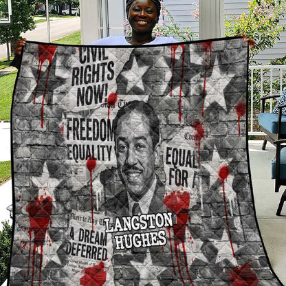 Langston Hughes Quilt Urban Brick Wall Design with Protest Art and Poetry Powerful Quotes - African Pride