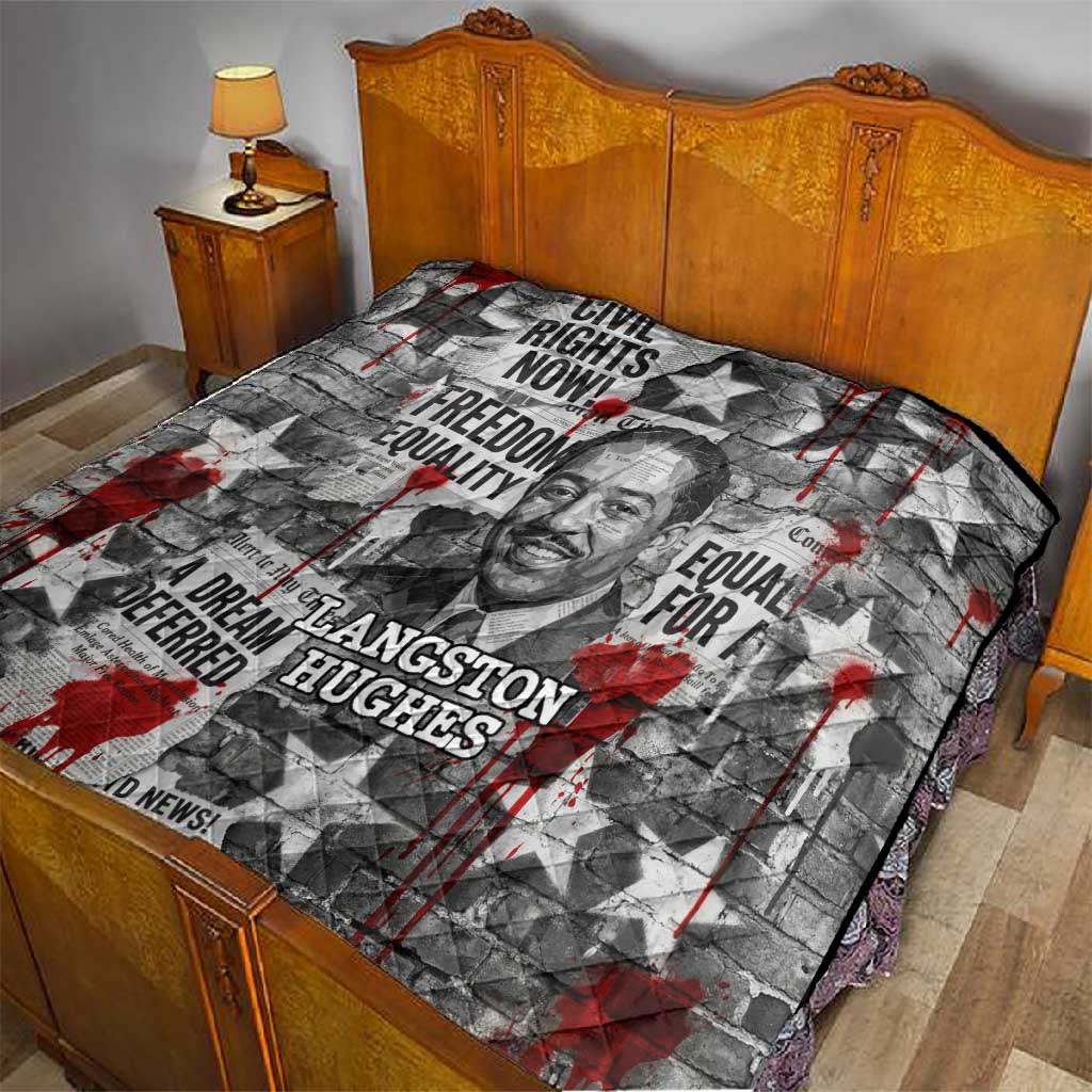 Langston Hughes Quilt Urban Brick Wall Design with Protest Art and Poetry Powerful Quotes - African Pride