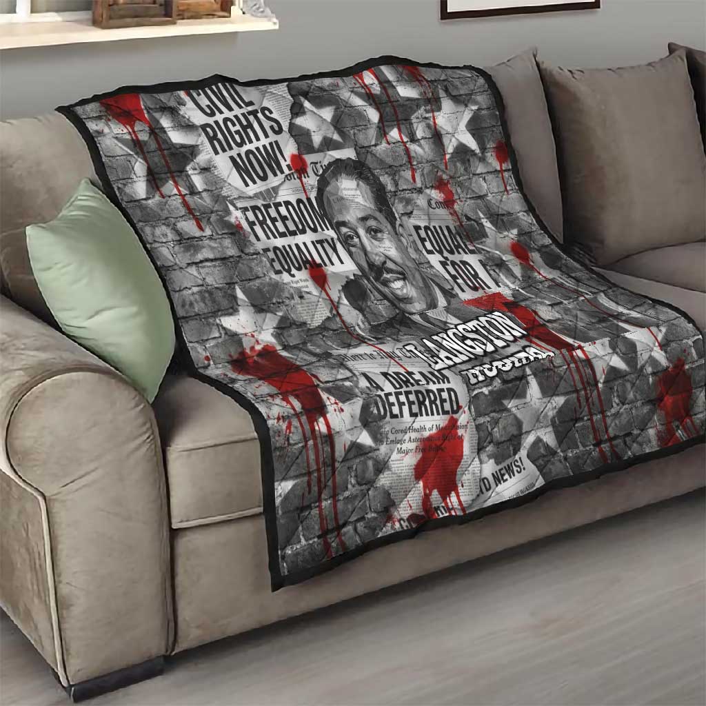 Langston Hughes Quilt Urban Brick Wall Design with Protest Art and Poetry Powerful Quotes - African Pride