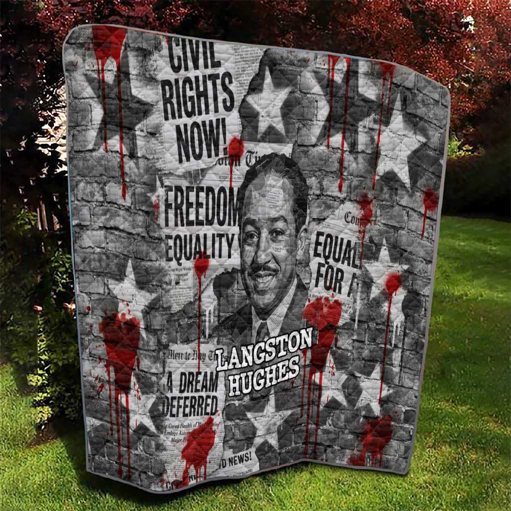 Langston Hughes Quilt Urban Brick Wall Design with Protest Art and Poetry Powerful Quotes - African Pride