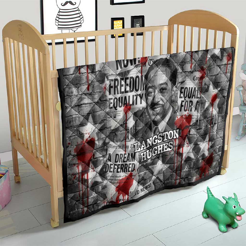 Langston Hughes Quilt Urban Brick Wall Design with Protest Art and Poetry Powerful Quotes - African Pride