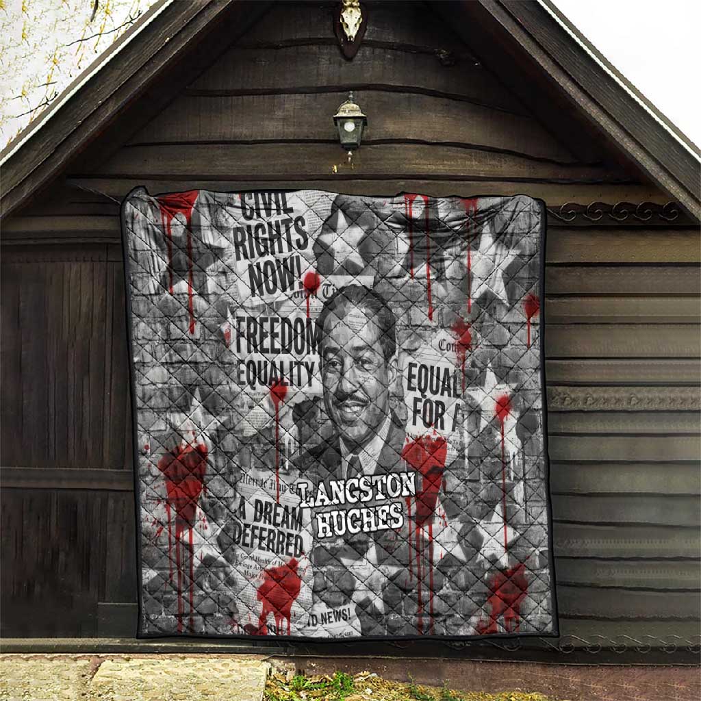 Langston Hughes Quilt Urban Brick Wall Design with Protest Art and Poetry Powerful Quotes - African Pride