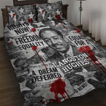 Langston Hughes Quilt Bed Set Urban Brick Wall Design with Protest Art and Poetry Powerful Quotes - African Pride