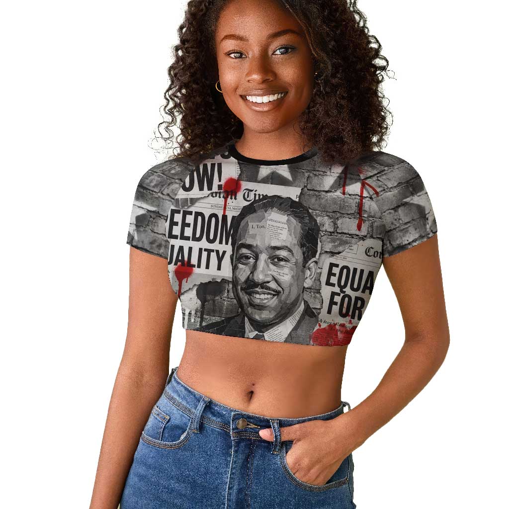 Langston Hughes Raglan Cropped T shirt Urban Brick Wall Design with Protest Art and Poetry Powerful Quotes - African Pride
