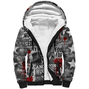 Langston Hughes Sherpa Hoodie Urban Brick Wall Design with Protest Art and Poetry Powerful Quotes - African Pride
