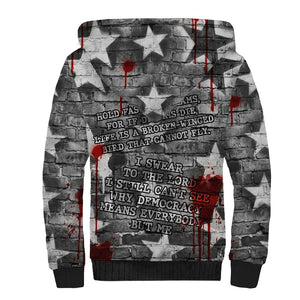 Langston Hughes Sherpa Hoodie Urban Brick Wall Design with Protest Art and Poetry Powerful Quotes - African Pride