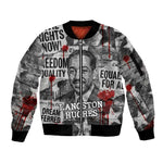 Langston Hughes Sleeve Zip Bomber Jacket Urban Brick Wall Design with Protest Art and Poetry Powerful Quotes - African Pride
