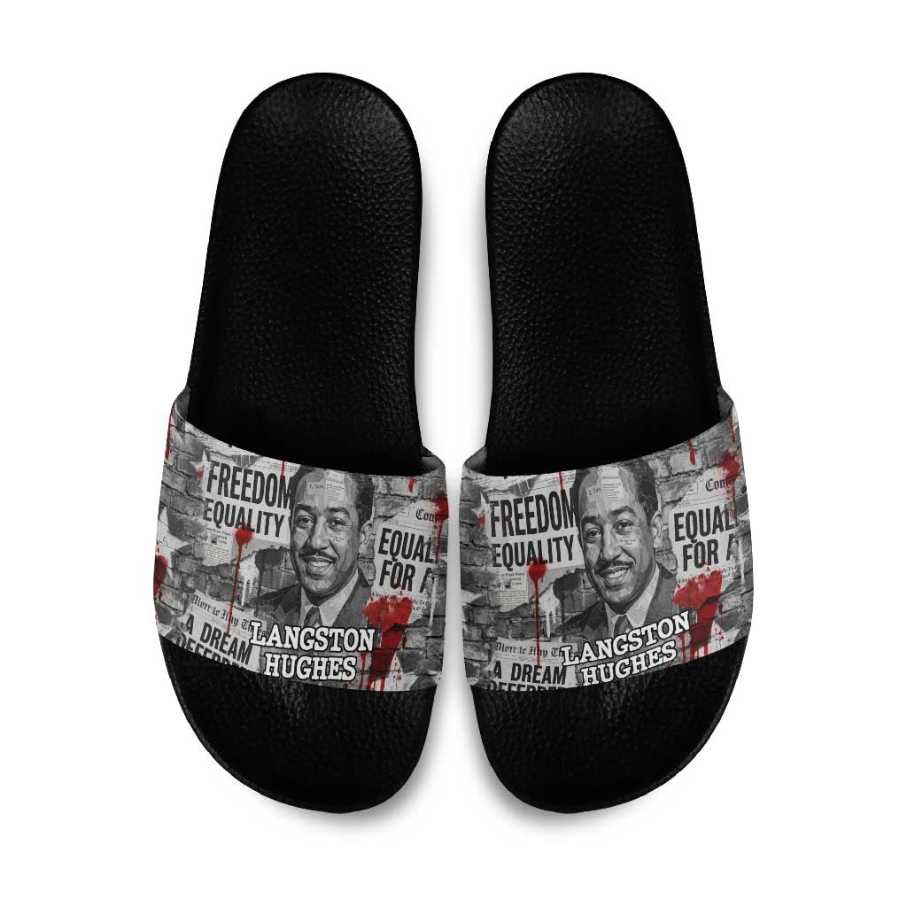 Langston Hughes Slide Sandals Urban Brick Wall Design with Protest Art and Poetry Powerful Quotes - African Pride