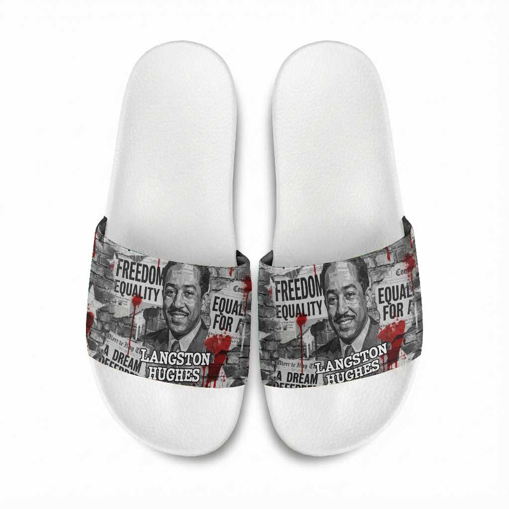 Langston Hughes Slide Sandals Urban Brick Wall Design with Protest Art and Poetry Powerful Quotes - African Pride